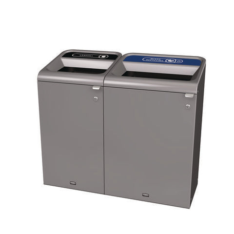 Configure Indoor Recycling Waste Receptacle, 33 Gal, Metal, Gray