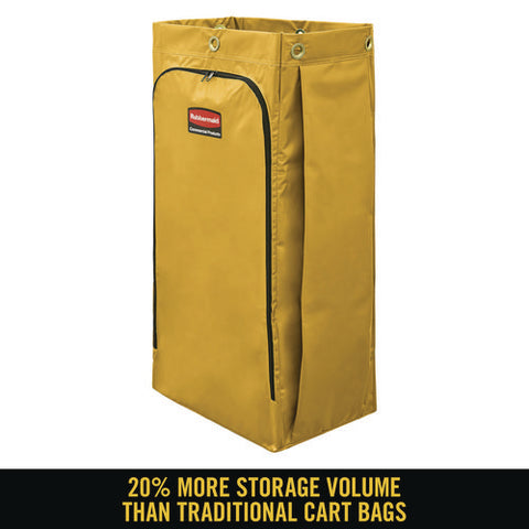 Vinyl Cleaning Cart Bag For Rubbermaid Commercial 9t76, 9t77 And 9t78, 34 Gal, 17.5" X 10.5" X 33", Yellow