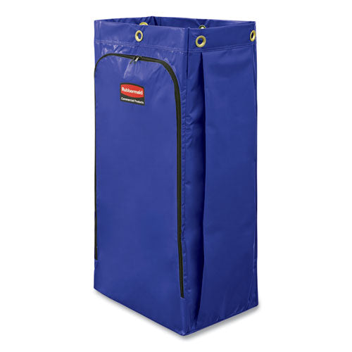 Vinyl Cleaning Cart Bag For Rubbermaid Commercial High-capacity Cleaning Carts, 34 Gal, 10.5" X 17.5" X 33", Blue