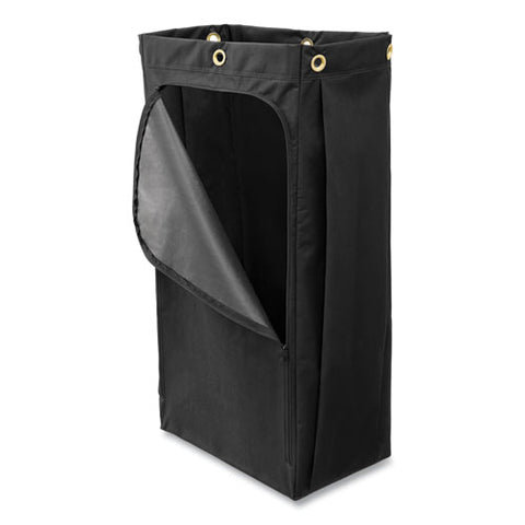 Fabric Cleaning Cart Bag For Rubbermaid Commercial 9t76, 9t77 And 9t78, 26 Gal, 17.5" X 10.5" X 33", Black