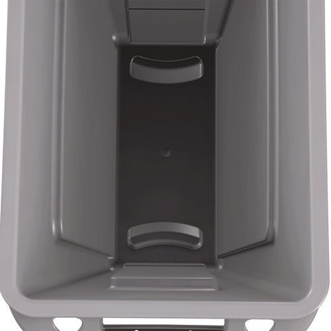 Slim Jim Waste Container With Handles, 16 Gal, Plastic, Light Gray