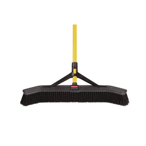 Maximizer Push-to-center Broom, Poly Bristles, 36 X 58.13, Steel Handle, Yellow/black