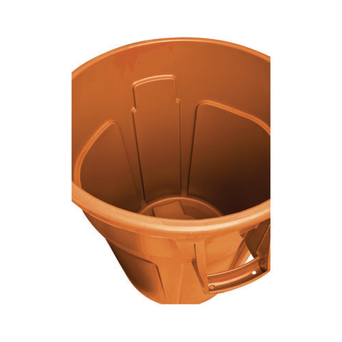 Brute Round Container, 44 Gal, Plastic, Orange