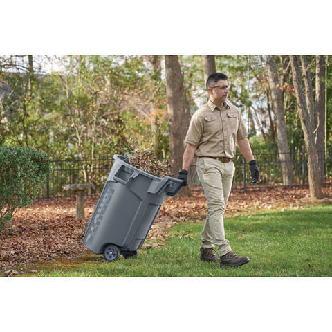 Vented Wheeled Brute Container, 44 Gal, Plastic, Gray