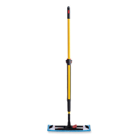 Adaptable Flat Mop Kit, 19.5 X 5.5 Blue Microfiber Head, 48" To 72" Yellow Aluminum Handle