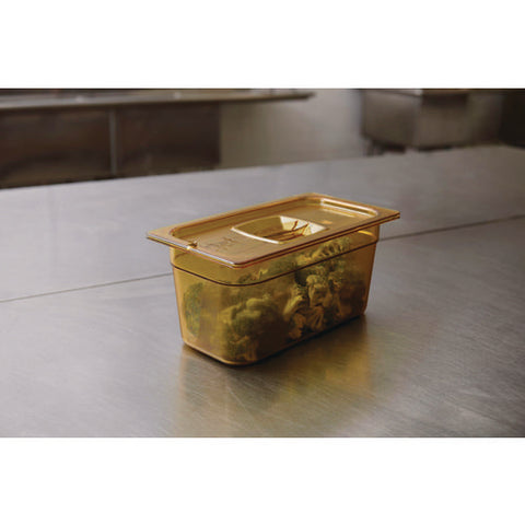 Insert Pan Handled Notched Cover, 6.38 X 0.39 X 10.38, Amber, Plastic, 6/carton