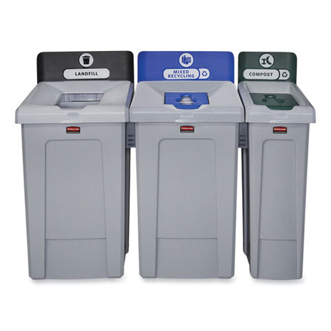 Slim Jim Recycling Station 1-stream, Mixed Recycling Station, 33 Gal, Resin, Gray