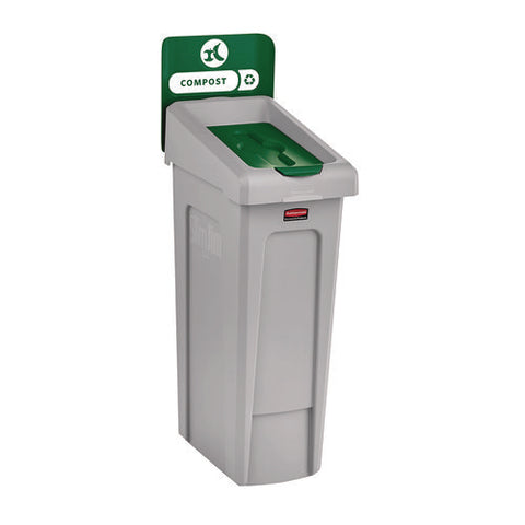 Slim Jim Recycling Station Kit, 1-stream Compost, 23 Gal, Plastic, Green/gray