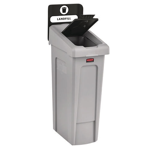 Slim Jim Recycling Station Kit, 1-stream Landfill, 23 Gal, Plastic, Gray/black