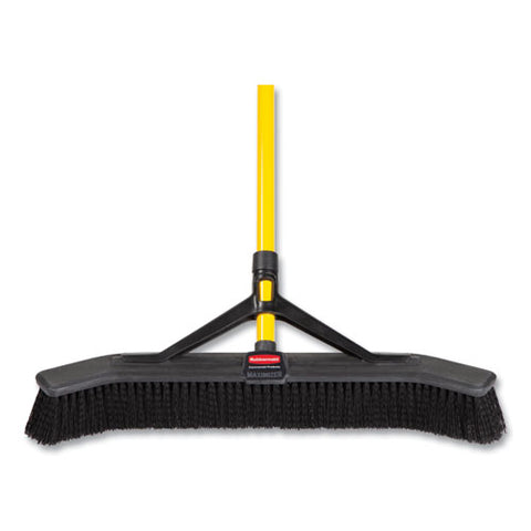 Maximizer Push-to-center Broom, 24", Polypropylene Bristles, Yellow/black