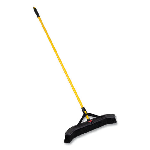 Maximizer Push-to-center Broom, 24", Polypropylene Bristles, Yellow/black