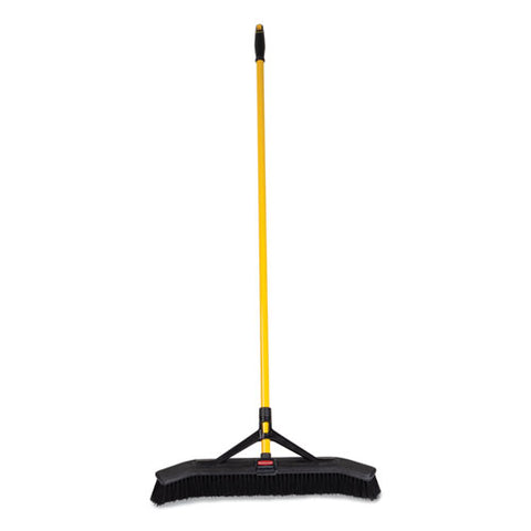 Maximizer Push-to-center Broom, 24", Polypropylene Bristles, Yellow/black