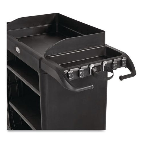 Vacuum Holder, For All Rubbermaid Commercial Full Size And Compact Housekeeping Carts, Plastic, Black, 6/carton