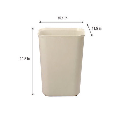 Fiberglass Wastebasket, 10 Gal, Fiberglass, Beige