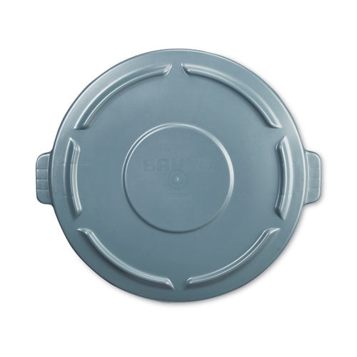 Brute Self-draining Flat Top Lids For 10 Gal Round Brute Container, 15.91" Diameter, Gray, 6/carton