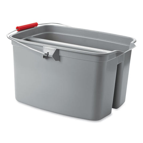 Double Utility Pail, 17 Qt, Plastic, Gray