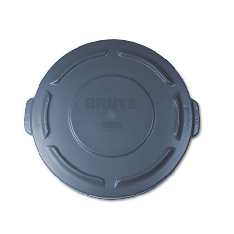 Brute Self-draining Flat Top Lids For 20 Gal Round Brute Containers, 19.88" Diameter, Gray