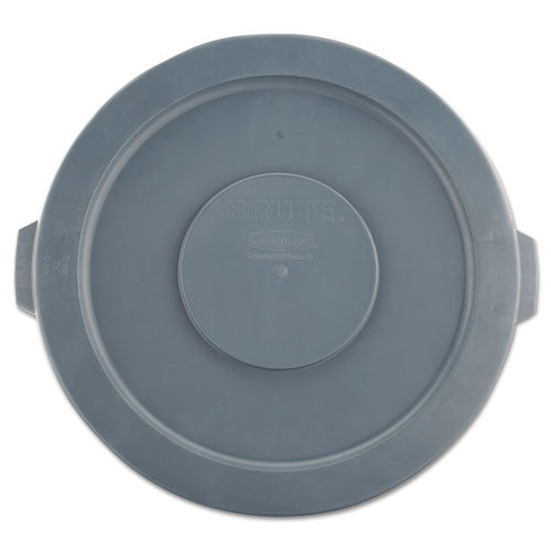 Brute Self-draining Flat Top Lids For 32 Gal Round Brute Containers, 22.25" Diameter X 1.63"h, Gray