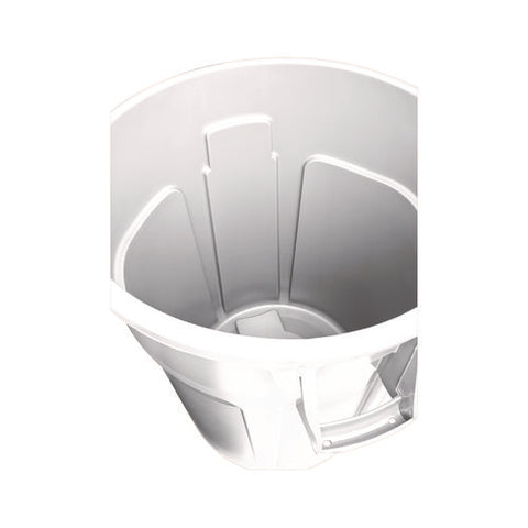 Vented Round Brute Container, 32 Gal, Plastic, White