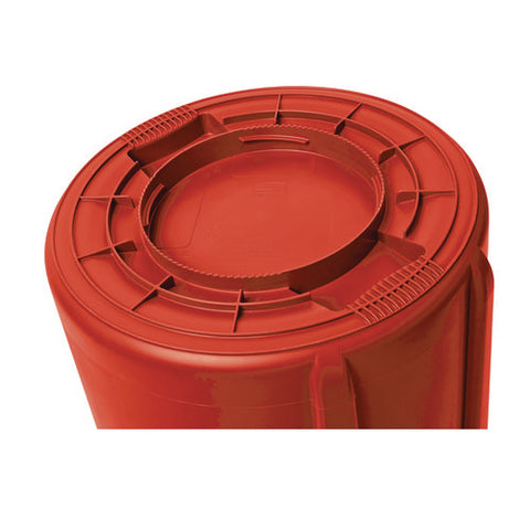 Vented Round Brute Container, 44 Gal, Plastic, Red