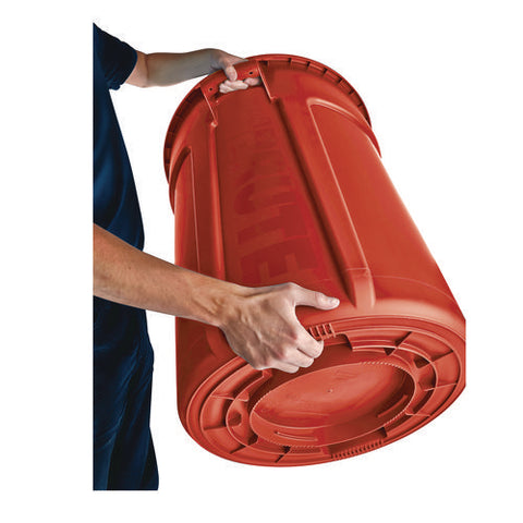 Vented Round Brute Container, 44 Gal, Plastic, Red