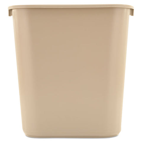 Deskside Plastic Wastebasket, 7 Gal, Plastic, Beige