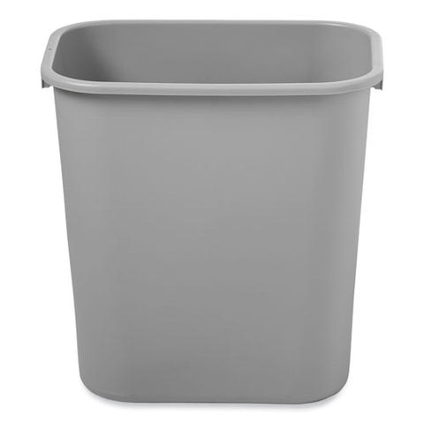 Deskside Plastic Wastebasket, 7 Gal, Plastic, Gray