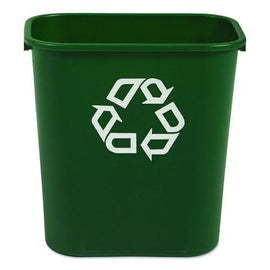Deskside Plastic Container For Paper Recycling, 7 Gal, Plastic, Green