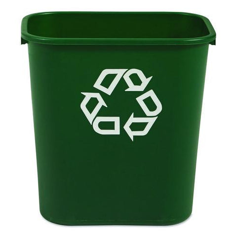Deskside Plastic Container For Paper Recycling, 7 Gal, Plastic, Green
