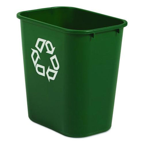 Deskside Plastic Container For Paper Recycling, 7 Gal, Plastic, Green