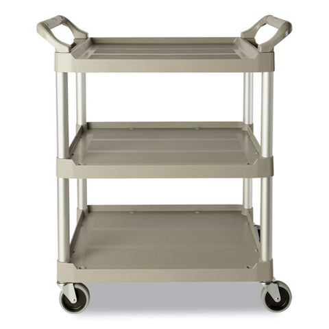 Three-shelf Service Cart, Plastic, 3 Shelves, 200 Lb Capacity, 18.63" X 33.63" X 37.75", Platinum