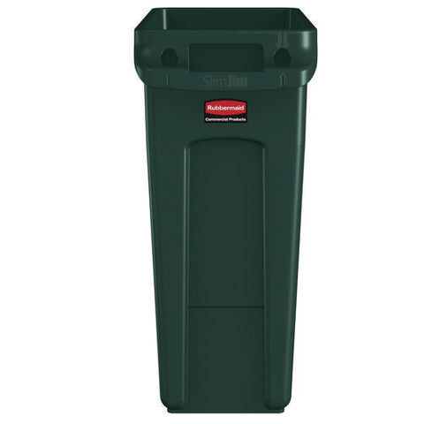 Slim Jim Plastic Recycling Container With Venting Channels, 23 Gal, Plastic, Green