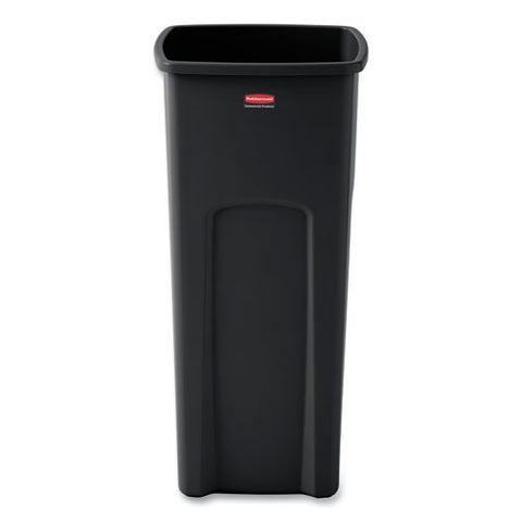 Untouchable Square Waste Receptacle, 23 Gal, Plastic, Black