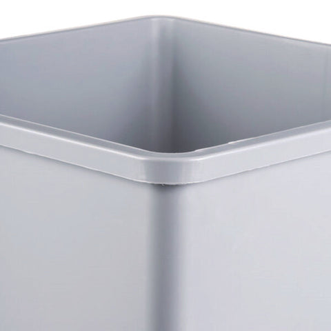 Untouchable Square Waste Receptacle, 35 Gal, Plastic, Gray