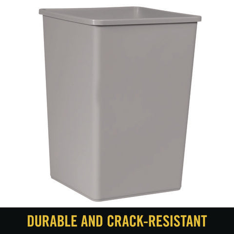 Untouchable Square Waste Receptacle, 35 Gal, Plastic, Gray