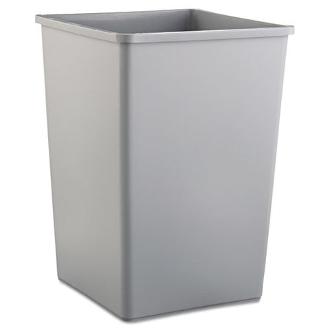 Untouchable Square Waste Receptacle, 35 Gal, Plastic, Gray