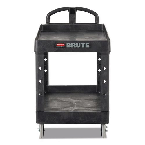 Brute Heavy-duty Utility Cart With Lipped Shelves, Plastic, 2 Shelves, 500 Lb Capacity, 25.88" X 45.25" X 37.13", Black