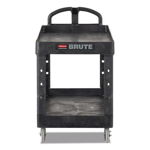 Brute Heavy-duty Utility Cart With Lipped Shelves, Plastic, 2 Shelves, 500 Lb Capacity, 25.88" X 45.25" X 37.13", Black