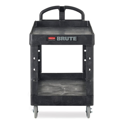 Brute Heavy-duty Utility Cart With Lipped Shelves, Plastic, 2 Shelves, 500 Lb Capacity, 25.9" X 45.2" X 32.2", Black