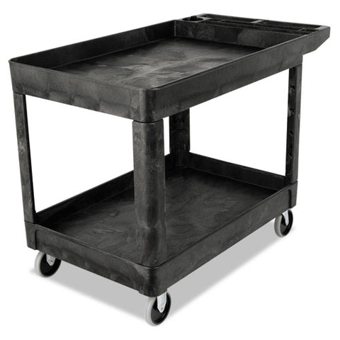 Heavy-duty Utility Cart With Lipped Shelves, Plastic, 2 Shelves, 500 Lb Capacity, 25.78" X 45.25" X 33.25", Black