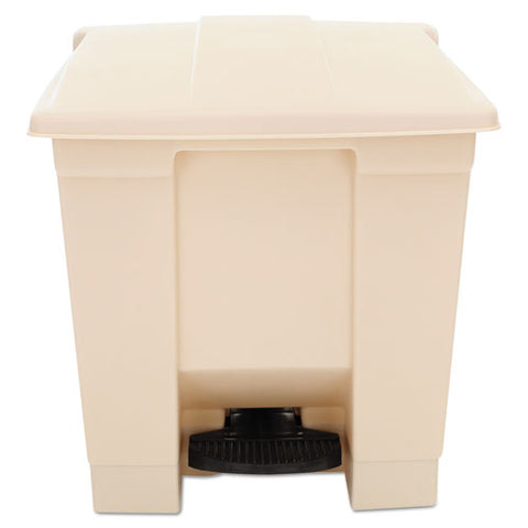 Indoor Utility Step-on Waste Container, 8 Gal, Plastic, Beige