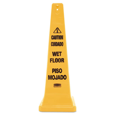 Multilingual Wet Floor Safety Cone, 12.25 X 12.25 X 36