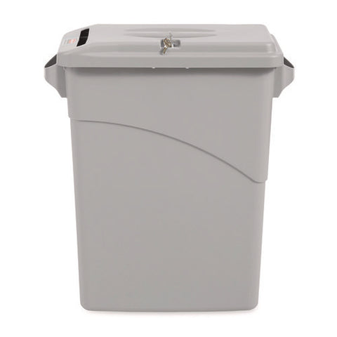 Slim Jim Confidential Document Waste Receptacle With Lid, 23 Gal, Light Gray