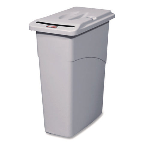 Slim Jim Confidential Document Waste Receptacle With Lid, 23 Gal, Light Gray