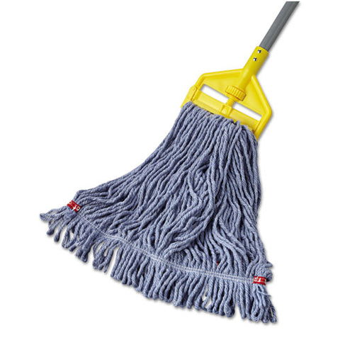 Web Foot Wet Mop Head, Shrinkless, Cotton/synthetic, Blue, Medium, 6/carton