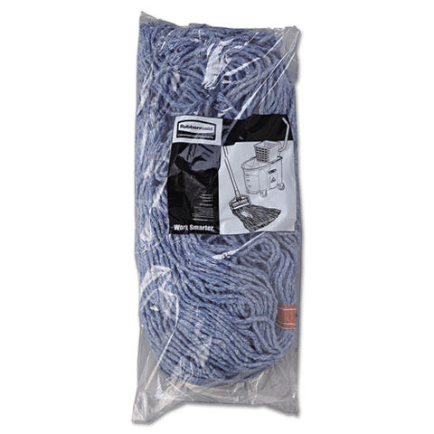 Cotton/synthetic Cut-end Blend Mop Head, 24 Oz, 1" Band, Blue, 12/carton