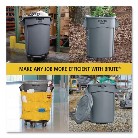 Vented Round Brute Container, 20 Gal, Resin, Dark Green