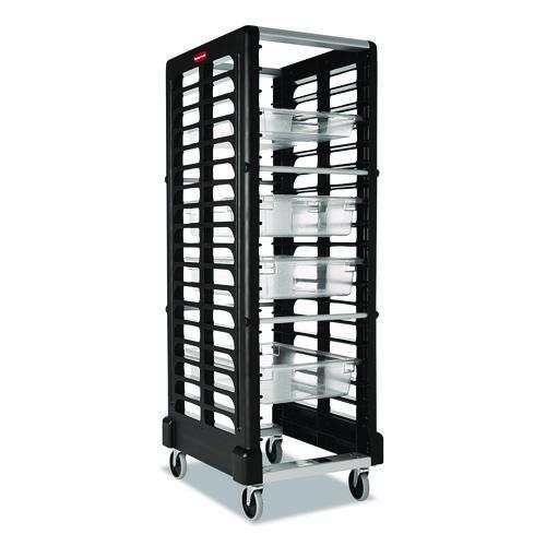 End Loader Rack For Food Boxes And Sheet Pans, 18 Rack, Plastic, 23.75" X 28.75" X 67.88", Black