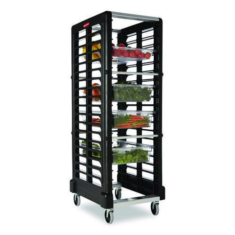 End Loader Rack For Food Boxes And Sheet Pans, 18 Rack, Plastic, 23.75" X 28.75" X 67.88", Black