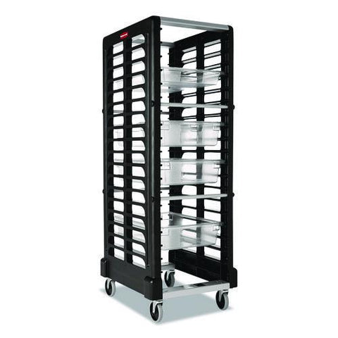End Loader Rack For Food Boxes And Sheet Pans, 18 Rack, Plastic, 23.75" X 28.75" X 67.88", Black